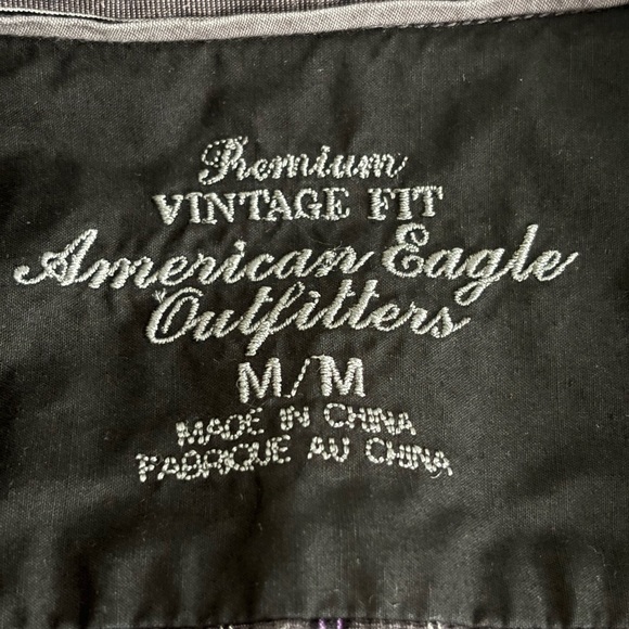 American Eagle Outfitters Men's Black and Gray Striped Shirt - Picture 2 of 7